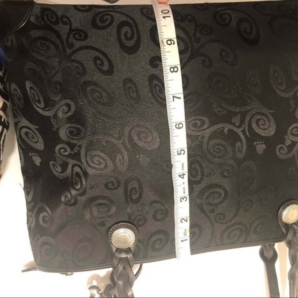 Brighton black fabric and leather tote bag zipper - Picture 8 of 10